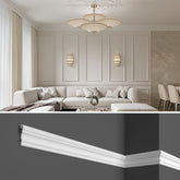 HCR524 - Cornici per parete boiserie da 2 metri, in duropolimero bianco rigido (meglio del polistirolo e gesso), per riquadri a muro