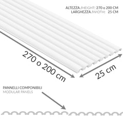 Pannelli decorativi 3D cannettato, dune bianche pitturabili, boiserie per rivestimento pareti da interno| DUNE MEDIE | Lunghezza 2,8 metri o 2 metri | Pannelli acustici componibili in duropolimero