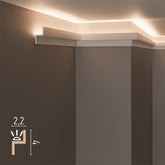 KH902 da 2 metri - Cornici velette per led a soffitto e parete, per illuminazione indiretta con le strisce led