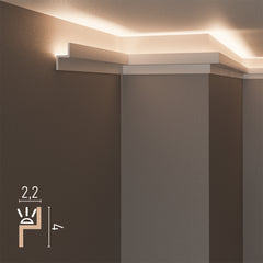 KH902 da 2 metri - Cornici velette per led a soffitto e parete, per illuminazione indiretta con le strisce led