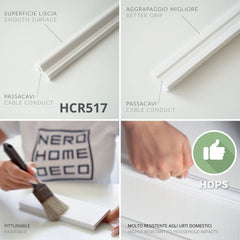 HCR518 - Cornici per parete boiserie da 2 metri, in duropolimero bianco rigido (meglio del polistirolo e gesso), per riquadri a muro