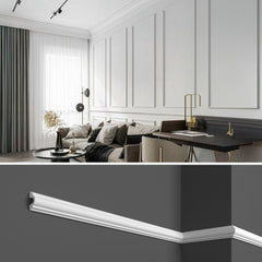 HCR516 - Cornici per parete boiserie da 2 metri, in duropolimero bianco rigido (meglio del polistirolo e gesso), a muro