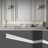 HCR517 - Cornici per parete boiserie da 2 metri, in duropolimero bianco rigido (meglio del polistirolo e gesso), per riquadri a muro