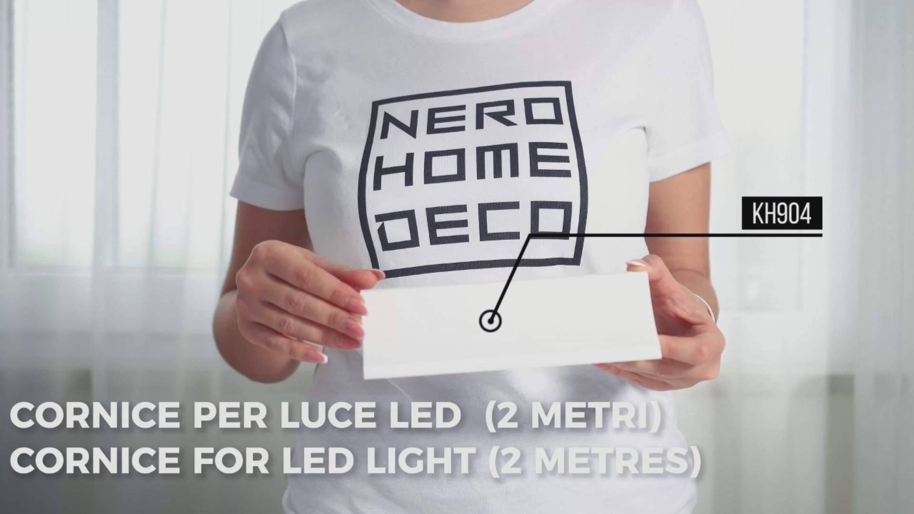 KH904 - Cornice veletta per luce indiretta con strisce led a parete e soffitto