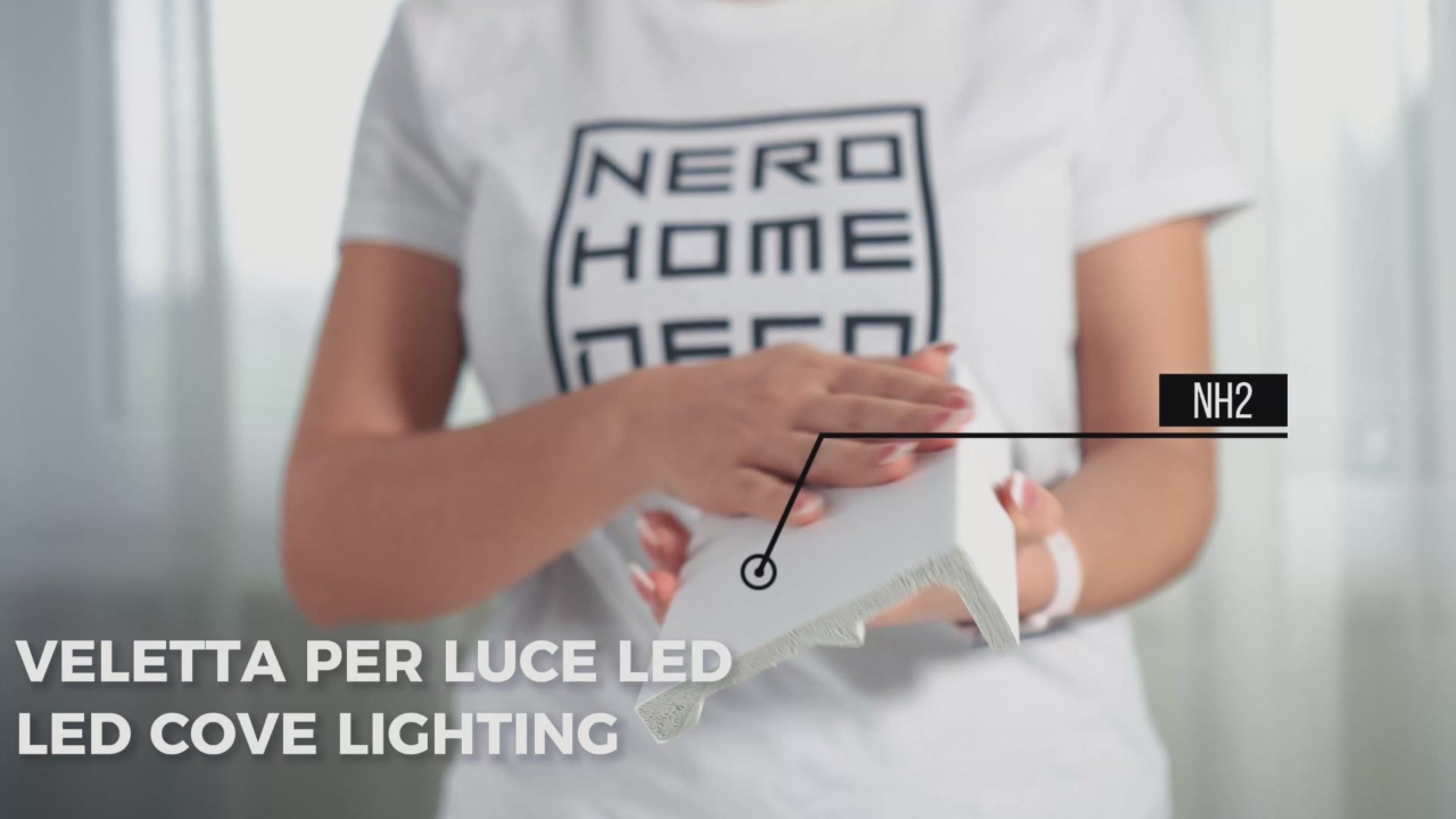 NH2 - Cornice veletta per luce indiretta con strisce led a parete e soffitto
