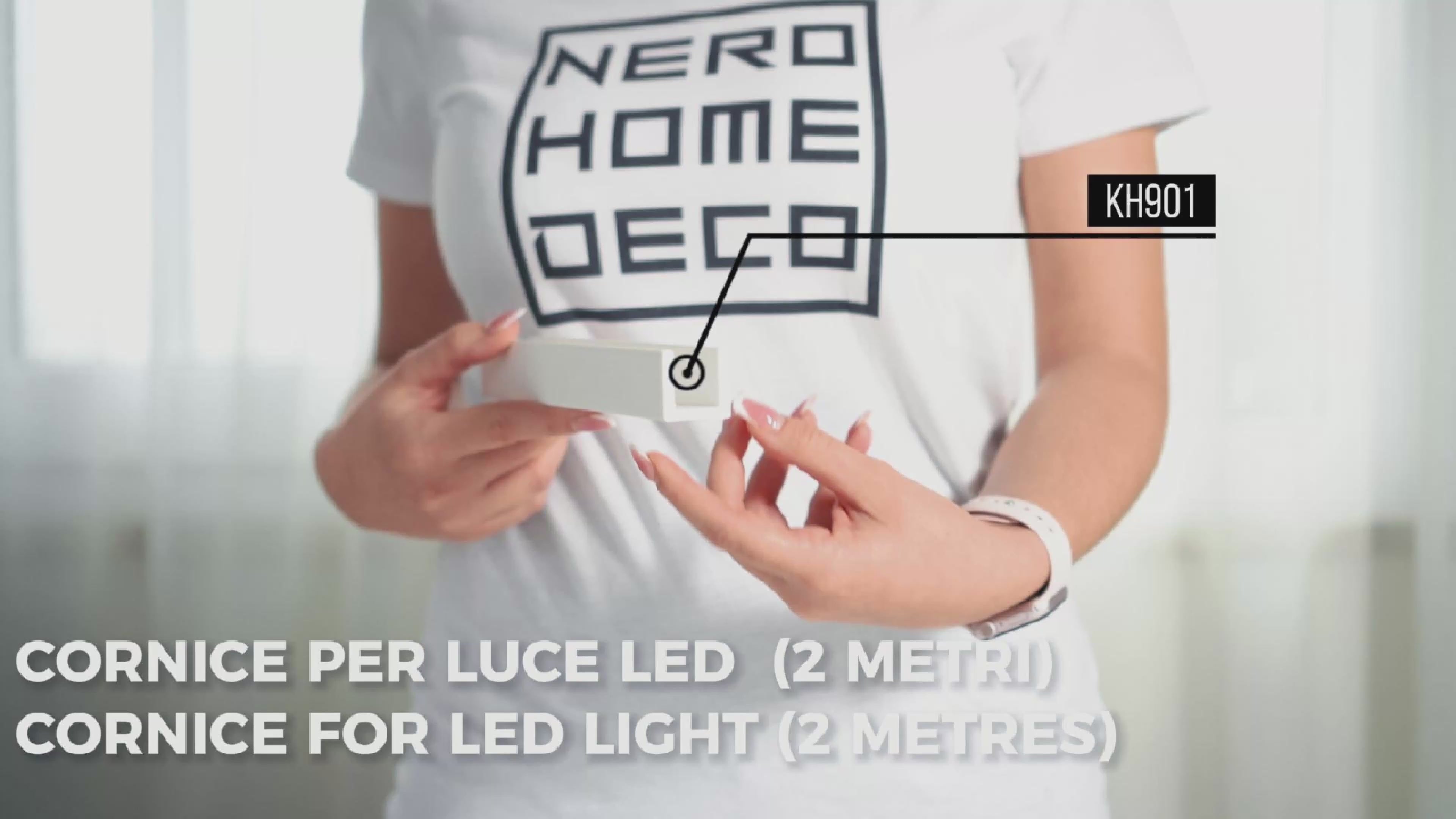 KH901 - Cornice veletta per luce indiretta con strisce led a parete e soffitto