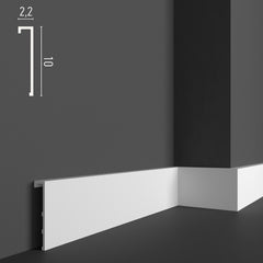 HCR511 - Battiscopa da 2 metri in duropolimero HDPS (meglio del pvc e legno) bianco pitturabile, con passacavi