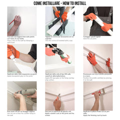 NH1 - Cornici velette per led a soffitto e parete per illuminazione indiretta con le strisce led o faretti per cartongesso - 2 metri
