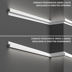 KH902 da 2 metri - Cornici velette per led a soffitto e parete, per illuminazione indiretta con le strisce led