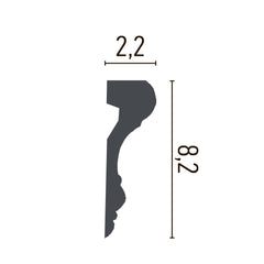 CR816 - Cornici da 2 metri per parete boiserie, profilo decorativo 3d in poliuretano bianco rigido da applicare a muro