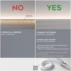 Nastro adesivo riflettente in alluminio - 10 metri x 2cm di larghezza. Evita traslucidità nelle cornici(serie KH) con strisce led a soffitto e parete