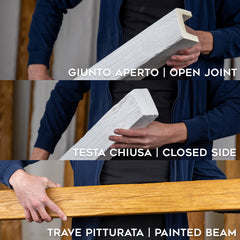 ED107 - Trave in Finto Legno per soffitto a vista, da 2 metri, 9x6 cm, (in Poliuretano, meglio del polistirolo). Bianco pitturabile