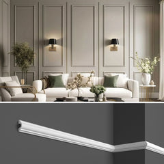 HCR501 - Cornici per parete boiserie da 2 metri, in duropolimero bianco rigido (meglio del polistirolo e gesso), a muro