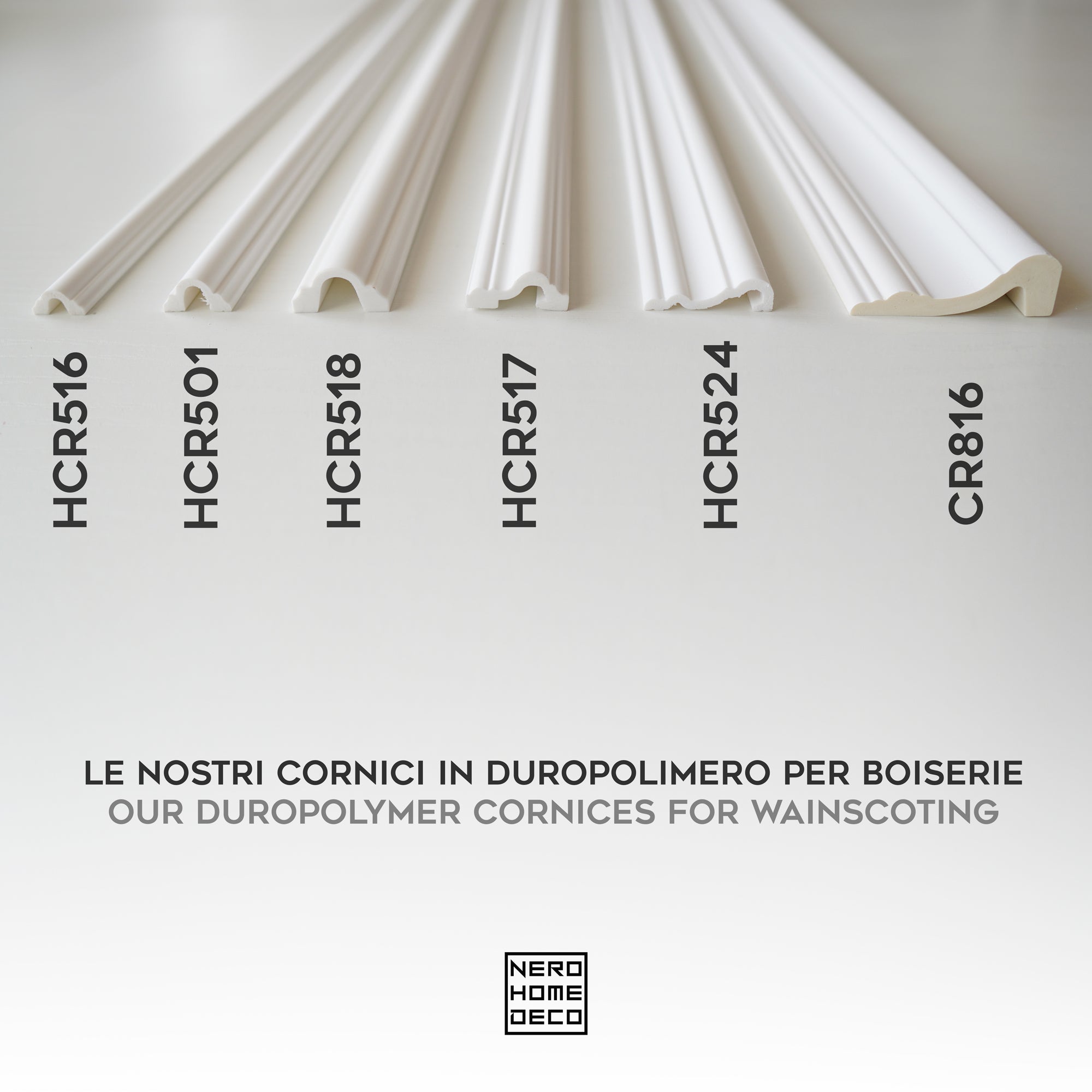 CR816 - Cornici da 2 metri per parete boiserie, profilo decorativo 3d in poliuretano bianco rigido da applicare a muro