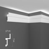 KH915 da 2 metri - Cornici velette per led a soffitto e parete, per illuminazione indiretta con le strisce led