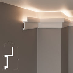 KH915 da 2 metri - Cornici velette per led a soffitto e parete, per illuminazione indiretta con le strisce led
