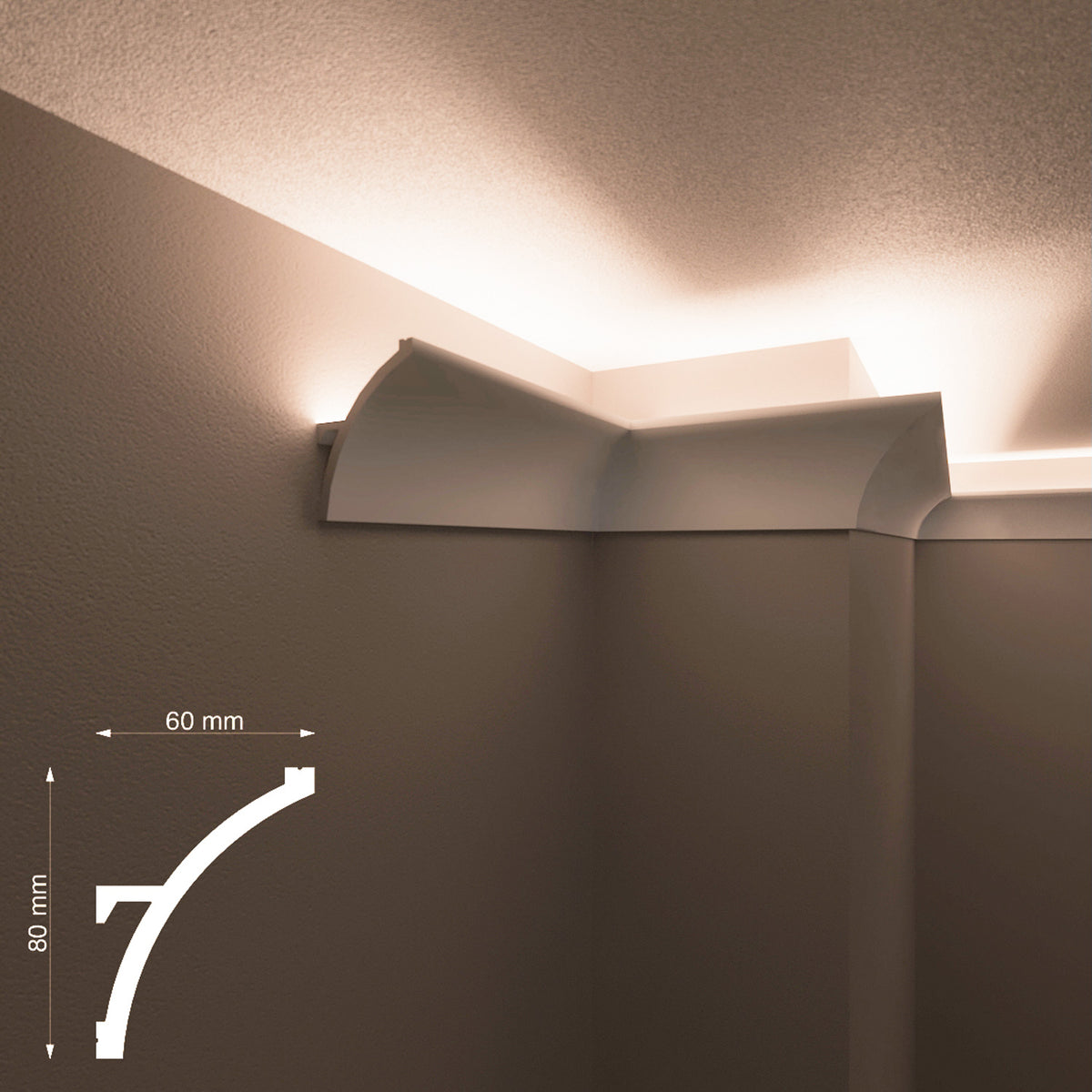 KH921 da 2 metri - Cornici velette per led a soffitto e parete, per illuminazione indiretta con le strisce led