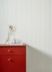 Pannelli decorativi 3D a lamelle doghe bianche pitturabili, boiserie per rivestimento pareti da interno| DOGHE STRETTE | Lunghezza 2,7 metri o 2 metri | Pannelli acustici componibili in duropolimero