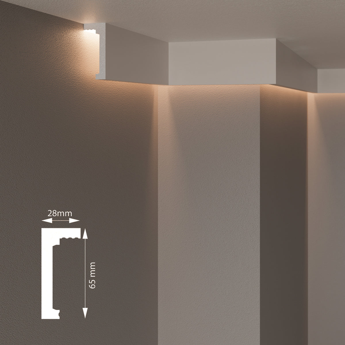 NH3 - Cornici velette per led a soffitto e parete per illuminazione indiretta con le strisce led e per cartongesso - 2 metri