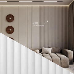 Pannelli decorativi 3D a vele bianche pitturabili, boiserie per rivestimento pareti da interno| VELE MEDIE | Lunghezza 2,8 metri o 2 metri | Pannelli acustici componibili in duropolimero