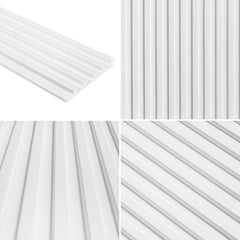 Pannelli decorativi 3D a lamelle doghe bianche pitturabili, boiserie per rivestimento pareti da interno| DOGHE STRETTE | Lunghezza 2,7 metri o 2 metri | Pannelli acustici componibili in duropolimero