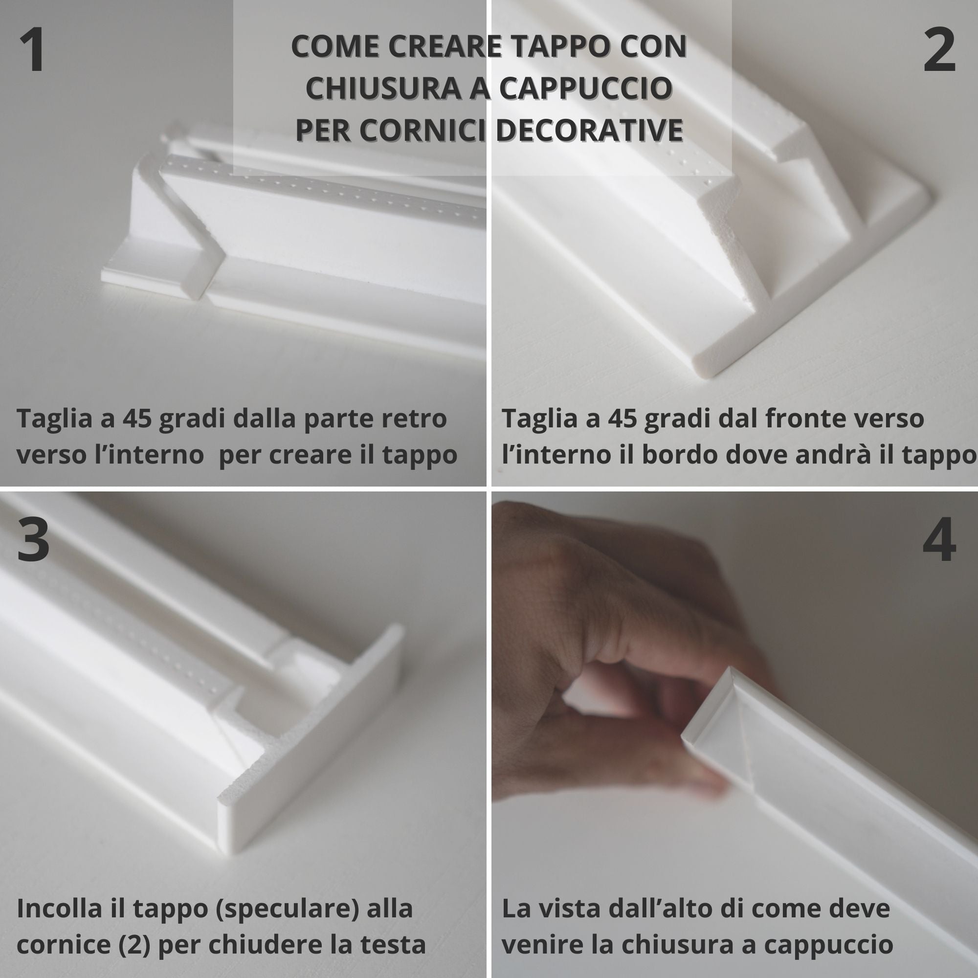 KH907 da 2 metri - Cornici velette per led a soffitto e parete, per doppia illuminazione indiretta con le strisce led