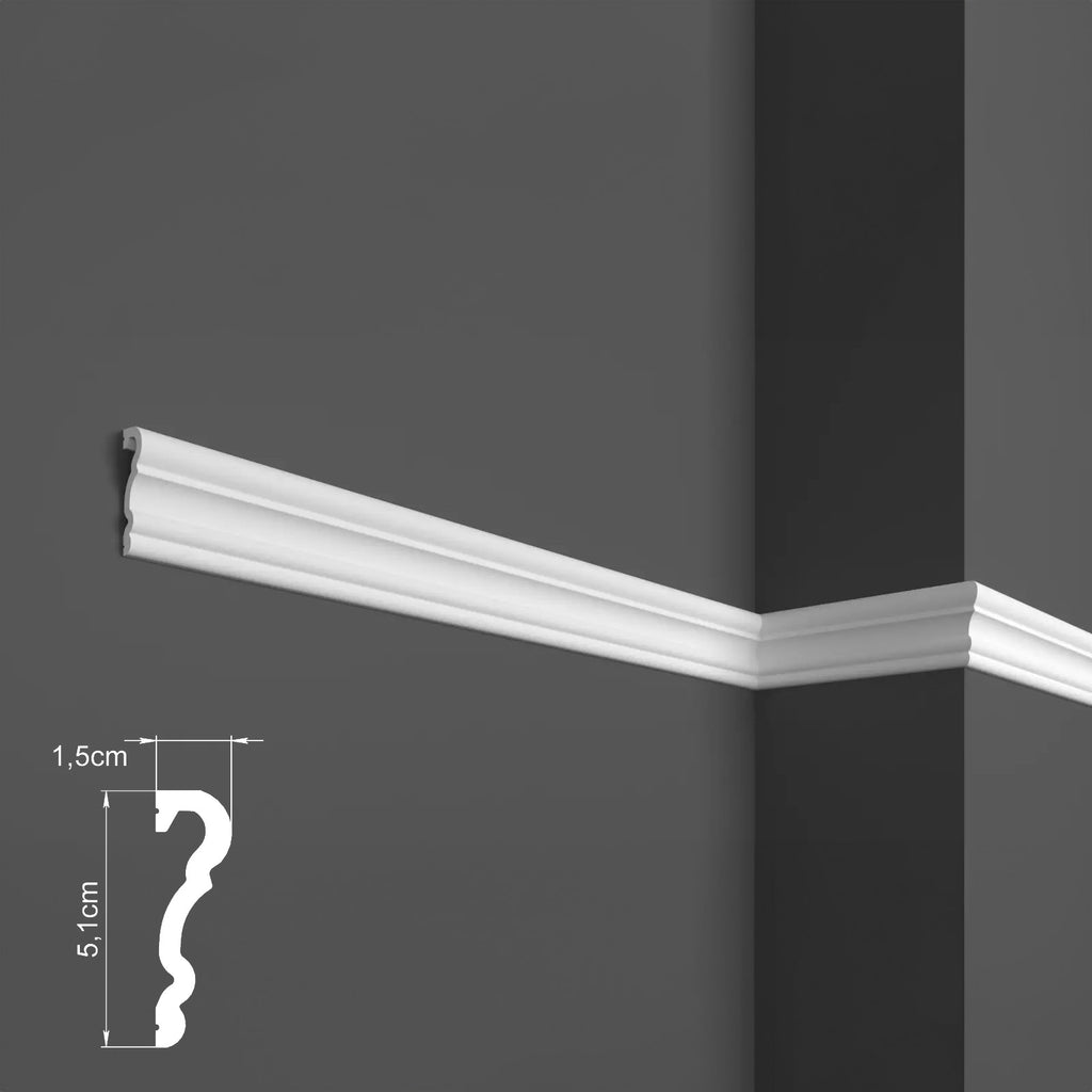 Cornice In Duropolimero Decosa UP130 Bianca Da Mt. 2.30 - Made In Germany