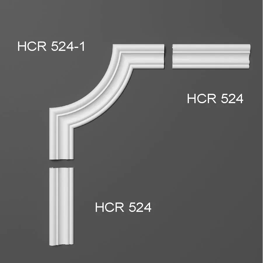 HCR524 - Cornici per parete boiserie da 2 metri, in duropolimero bianco rigido (meglio del polistirolo e gesso), per riquadri a muro