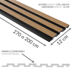 Pannelli decorativi 3D effetto legno rovere a lamelle doghe, boiserie per rivestimento pareti da interno| MEDIO - Rovere CLASSIC | Lunghezza 2,7 metri o 2 metri | Pannelli acustici componibili in duropolimero