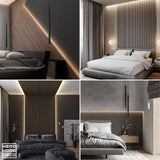 Pannelli decorativi 3D effetto legno rovere a lamelle doghe, boiserie per rivestimento pareti da interno| MEDIO - Rovere Scuro | Lunghezza 2,7 metri o 2 metri | Pannelli acustici componibili in duropolimero