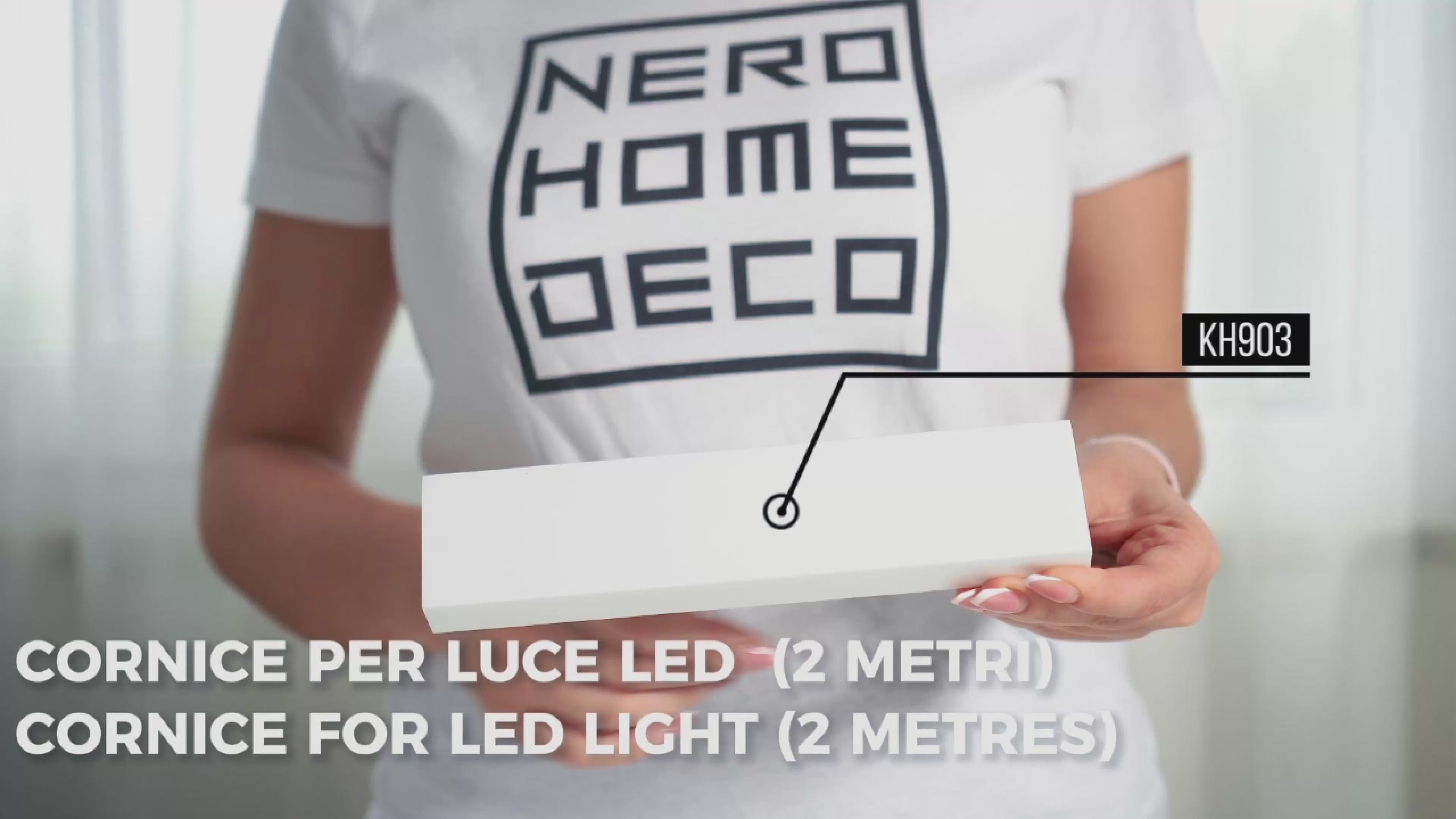 KH903 - Cornice veletta per luce indiretta con strisce led a parete e soffitto