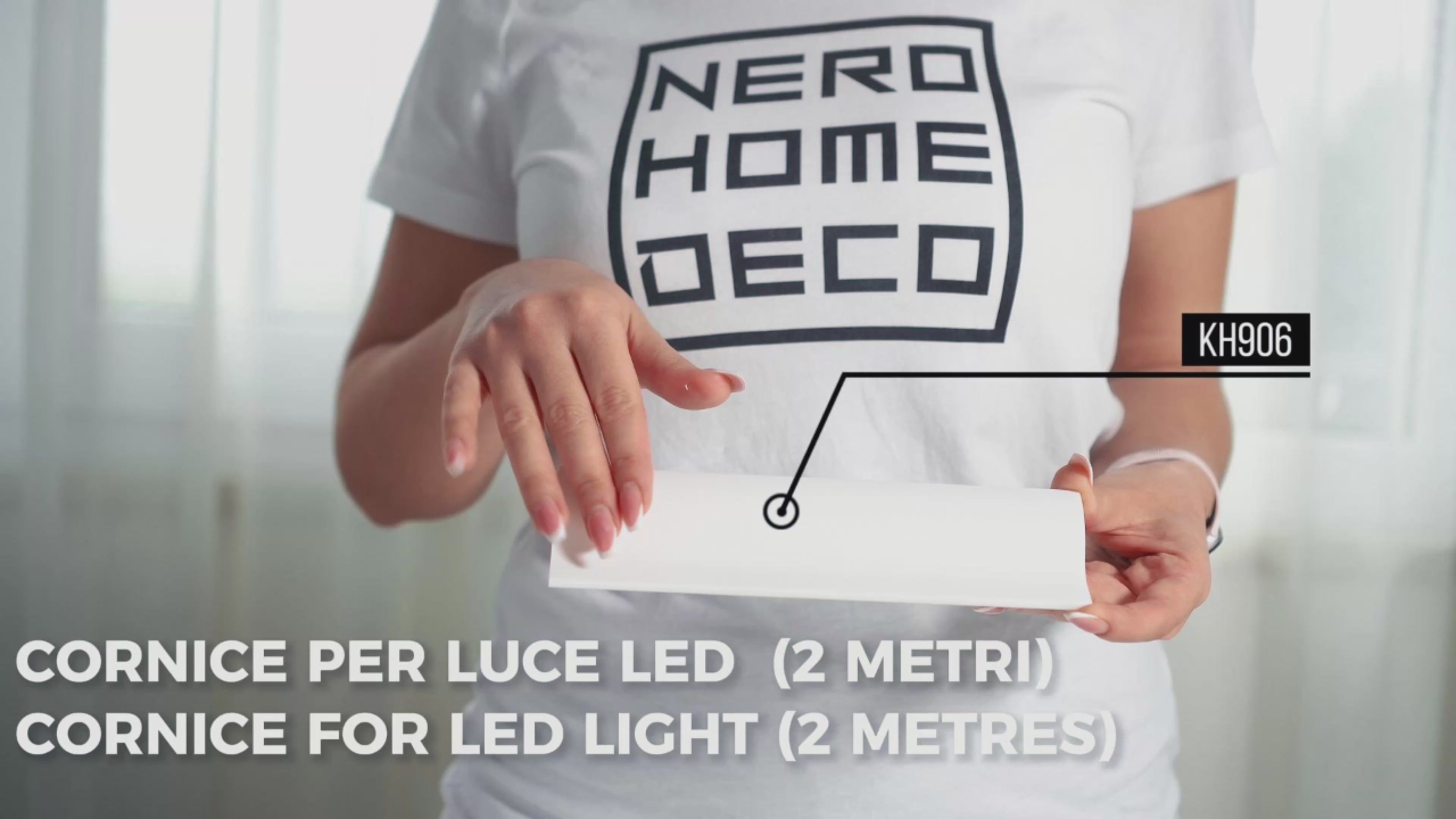 KH906 - Cornice veletta per luce indiretta con strisce led a parete e soffitto