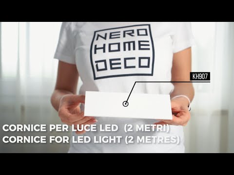 KH907 da 2 metri - Cornici velette per led a soffitto e parete, per doppia illuminazione indiretta con le strisce led