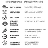 HCR514 - Battiscopa da 2 metri in duropolimero HDPS (meglio del pvc e legno) bianco pitturabile, con passacavi