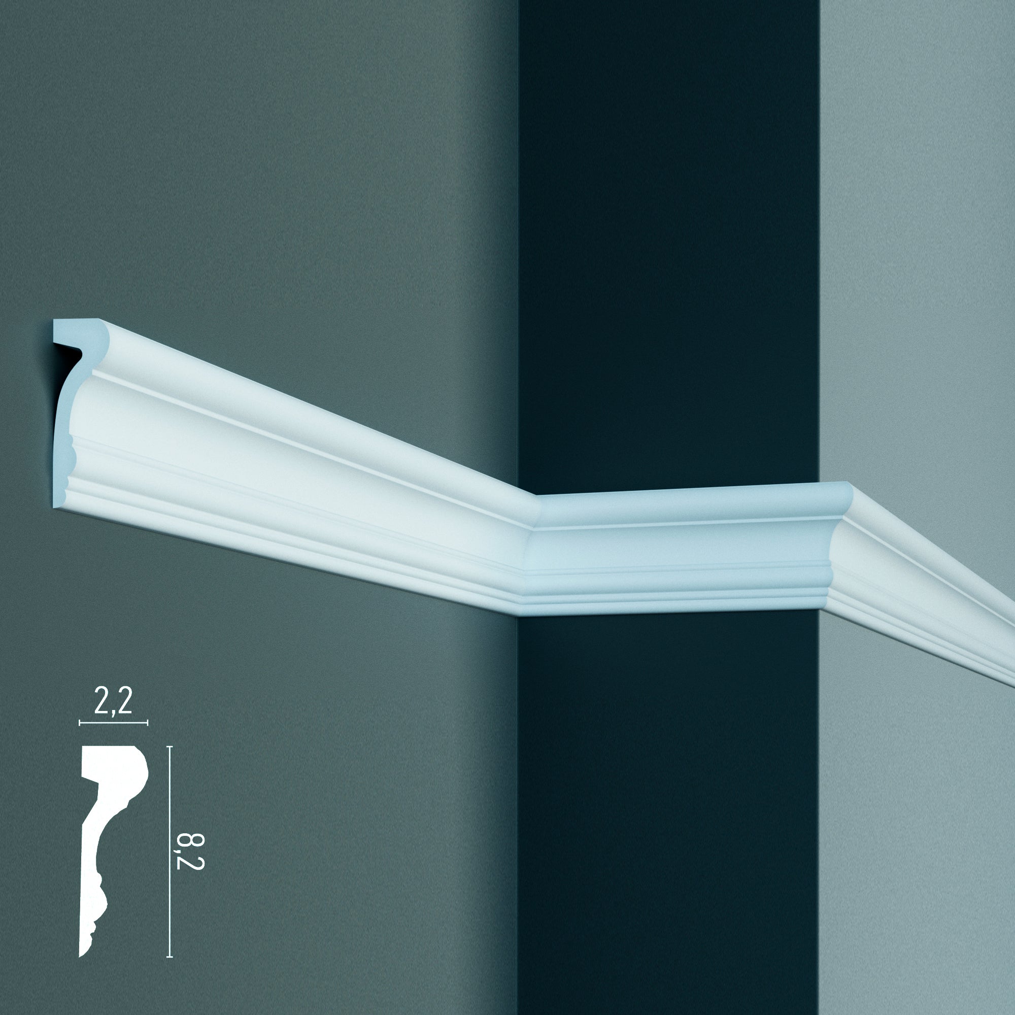 CR816 - Cornici da 2 metri per parete boiserie, profilo decorativo 3d in poliuretano bianco rigido da applicare a muro