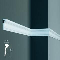 CR816 - Cornici da 2 metri per parete boiserie, profilo decorativo 3d in poliuretano bianco rigido da applicare a muro