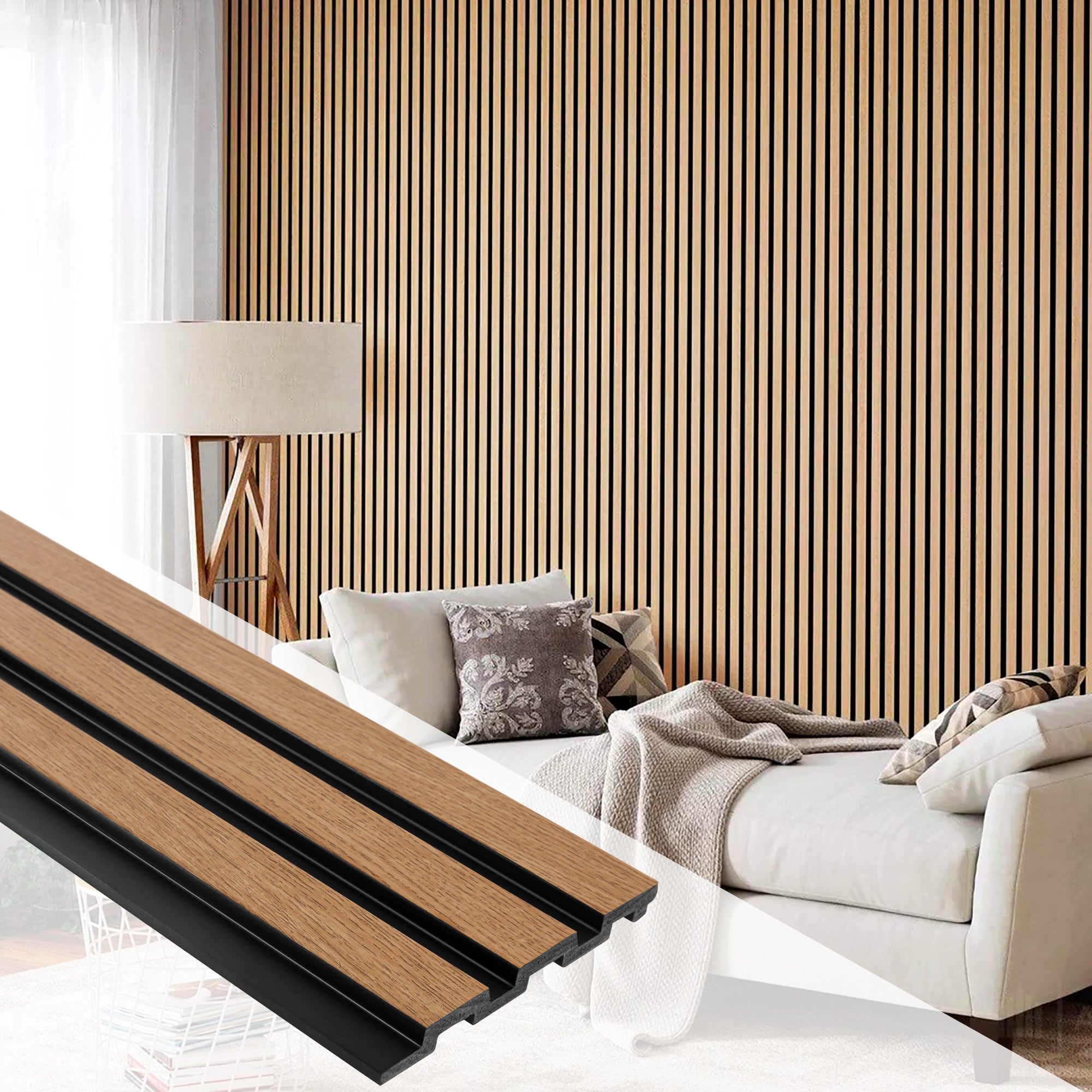 Pannelli decorativi 3D effetto legno rovere a lamelle doghe, boiserie per  rivestimento pareti da interno| MEDIO - Rovere Classico | Lunghezza 2,7