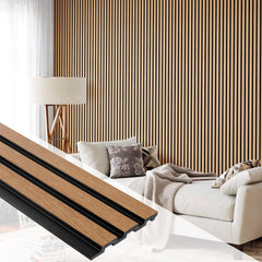 Pannelli decorativi 3D effetto legno rovere a lamelle doghe, boiserie per rivestimento pareti da interno| MEDIO - Rovere CLASSIC | Lunghezza 2,7 metri o 2 metri | Pannelli acustici componibili in duropolimero