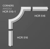 HCR516 - Cornici per parete boiserie da 2 metri, in duropolimero bianco rigido (meglio del polistirolo e gesso), a muro