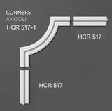 HCR517 - Cornici per parete boiserie da 2 metri, in duropolimero bianco rigido (meglio del polistirolo e gesso), per riquadri a muro