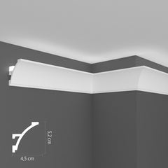 KH904 da 2 metri - Cornici velette per led a soffitto e parete, per illuminazione indiretta con le strisce led