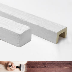 ED107 - Trave in Finto Legno da 2 metri, 9x6 cm, (in Poliuretano, meglio del polistirolo). Bianco pitturabile