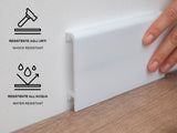 HCR514 - Battiscopa da 2 metri in duropolimero HDPS (meglio del pvc e legno) bianco pitturabile, con passacavi