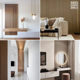 Pannelli decorativi 3D effetto legno rovere a lamelle doghe, boiserie per rivestimento pareti da interno| MEDIO - Rovere Classico | Lunghezza 2,7 metri o 2 metri | Pannelli acustici componibili in duropolimero